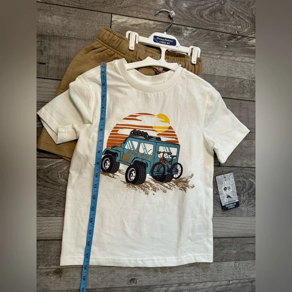 T-SHIRT & SHORTS SET TOMMY BAHAMA BOY’S 2 PC Wrangler Jeep SIZE S (5/6)‎ NEW